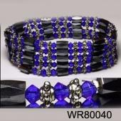 36inch Blue Glass ,Alloy,Magnetic Wrap Bracelet Necklace All in One Set